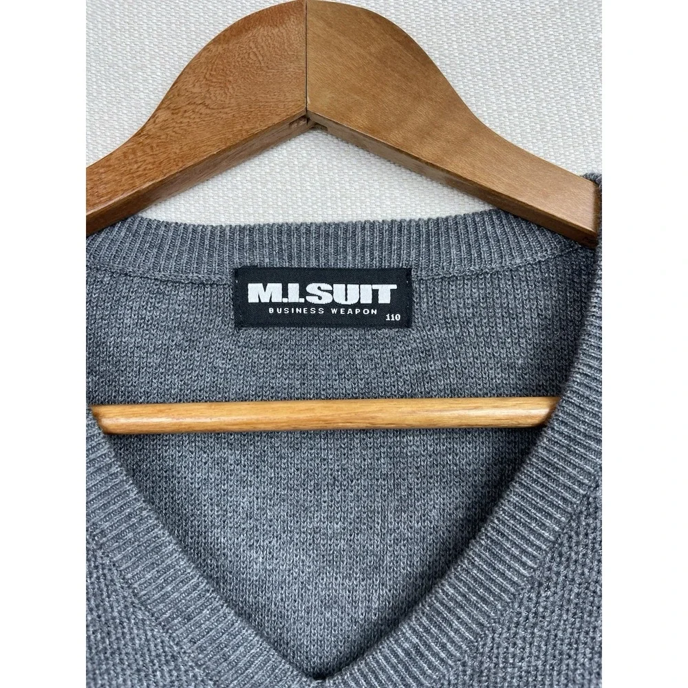 M.I.SUIT Business Weapon Mens Gray Sweater Vest L Preppy Layer Academia Capsule‎